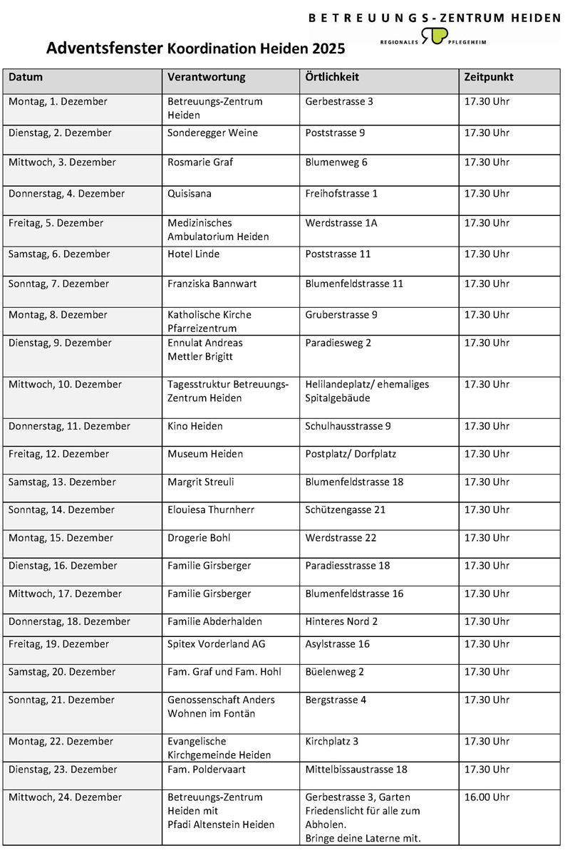 Adventsfenster Heiden 2025